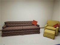 Vintage Couch and Chair with Ottoman