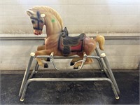 Vintage plastic and metal spring horse