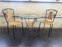 Wicker, metal and glass bistro set