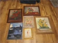 Six pieces of hand painted art