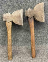 (2) Antique Broad  Axes, 19" long overall x 6" bit