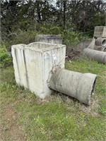 Large Lot of Concrete Pipe, Head Walls, Boxes &