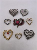 HEART BROOCH LOT OF 8