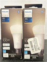 (Lot of 2) Philips Hue Smart 100W A21 LED Bulb -