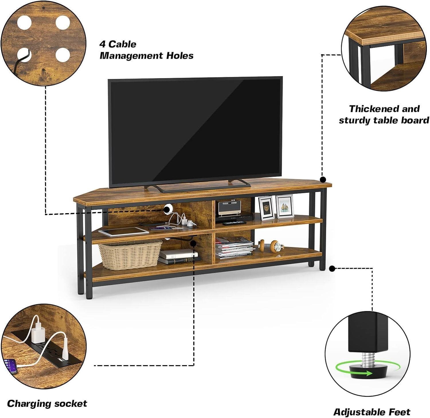 Unikito 55'' Corner TV Stand with Power Outlet