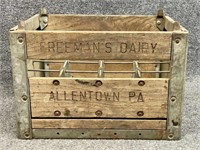 Freeman's Dairy wooden & steel milk bottle crate