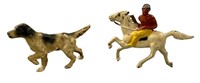 Metal figurines - horse with Indian rider marked