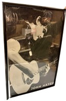 Framed John Mayer poster, 37" tall x 25.5" wide,