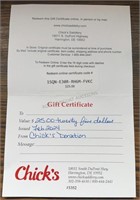 $25 Gift Certificate From Chick's Saddlery