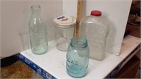 Milk bottle and jars