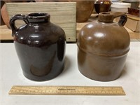 Two 1 Gallon Stoneware Jugs No Cracks or Chips