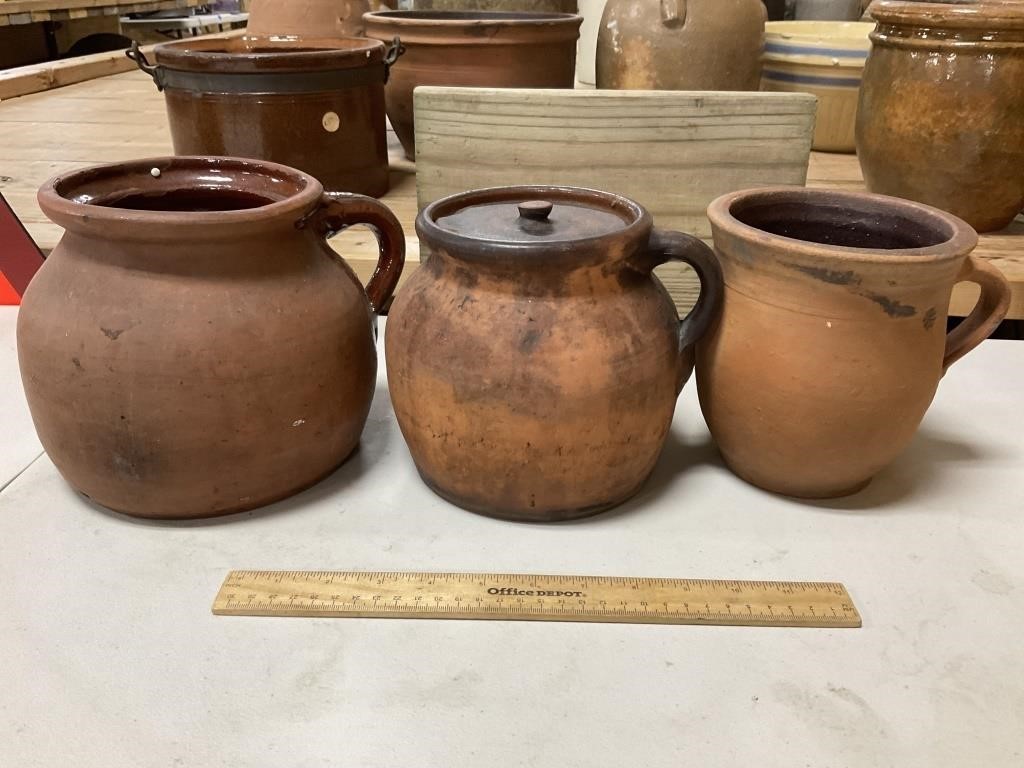 Three Red Clay Bean Pots
