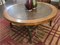 Hammered Style Top Coffee Table w Twisted Legs