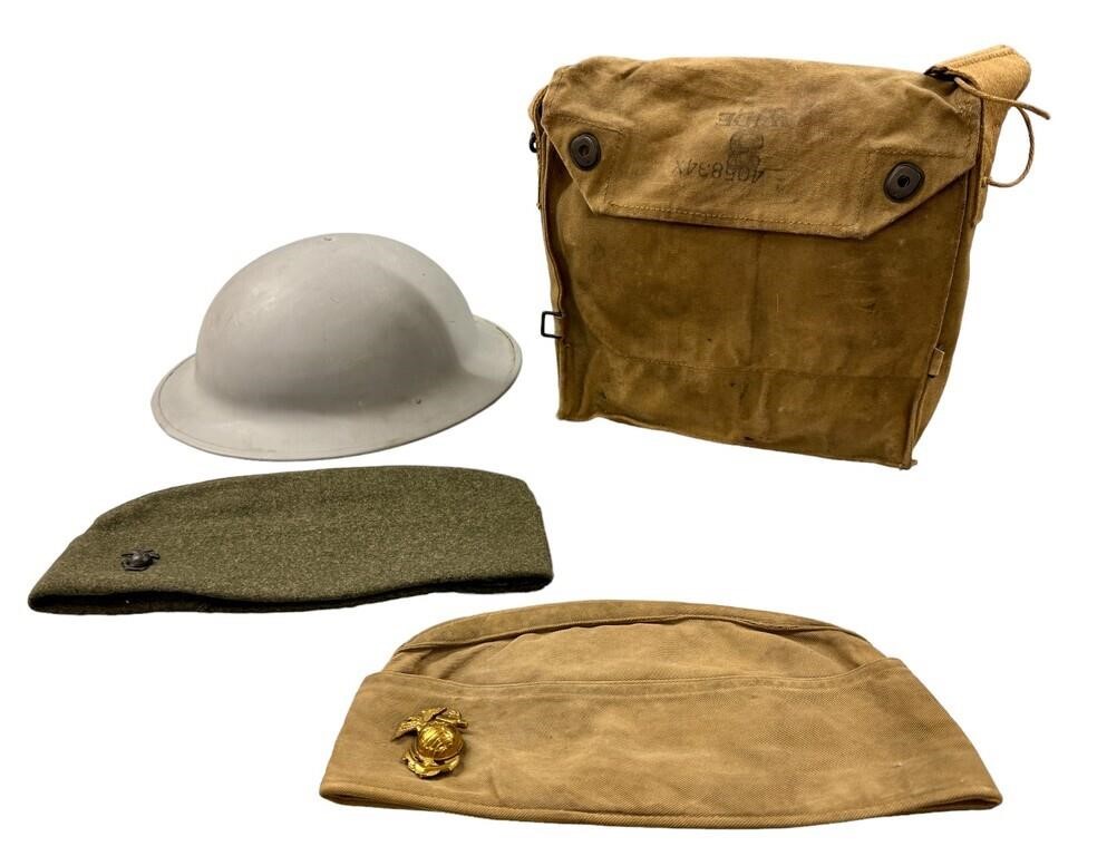 Military Lot including helmet, (2) hats each with