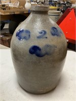 Two Gallon Salt Glaze Cobalt Stoneware Jug