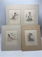 Set of 4 Minache engravings