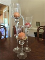 3 pc Decorative Glass Candle Holders