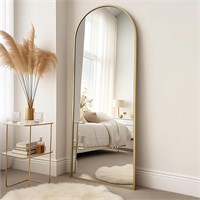64''x21'' Free Standing Gold Arched Floor Mirror