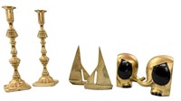 Brass pcs - pair of candlesticks 12.25" high; pair