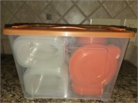 Orange & Clear Plastic Food Containers w Lids
