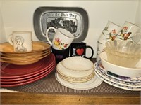 Shelf of Plates Bowls Mugs & More
