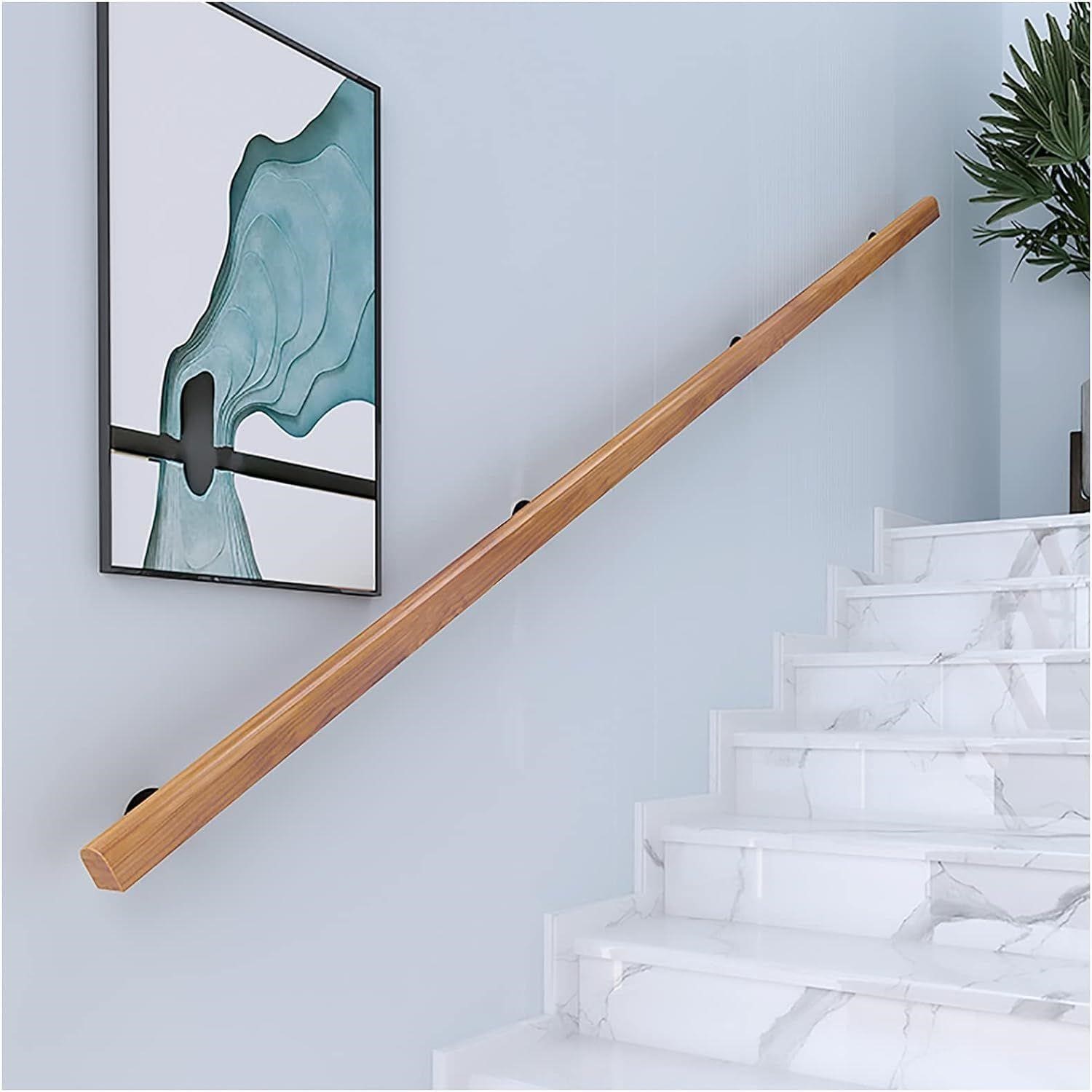 7' Non-Slip Wooden Staircase Handrail