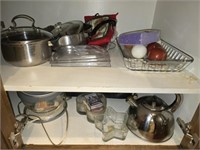 Cabinet Full of Cookware Kitchen Items & More