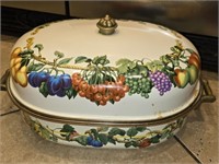 Large Vintage Fruit Pattern Cooker With Lid