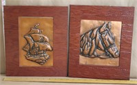 2 - 12"x11" Embossed Copper Art
