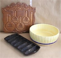 Cast Iron Mold, Measuring Decor and Ceramic Bowl