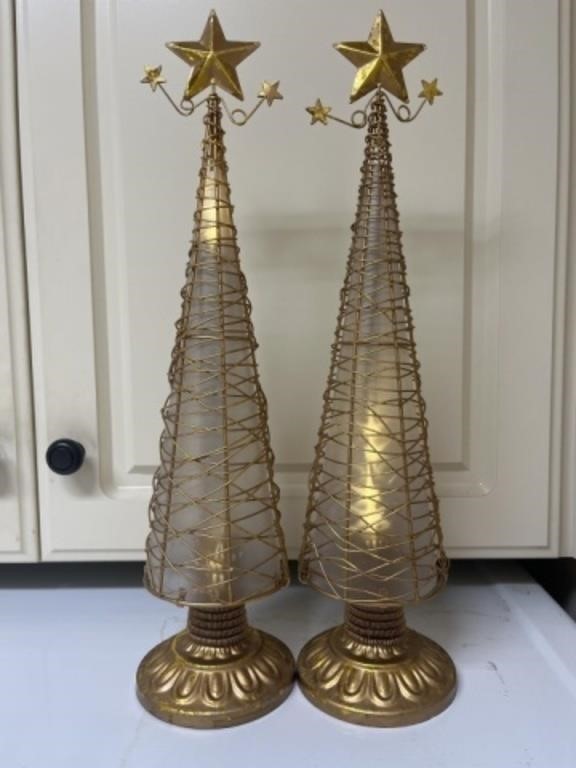 Pair of Metal and Plastic Light Up Christmas Decor