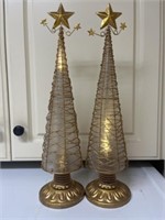 Pair of Metal and Plastic Light Up Christmas Decor