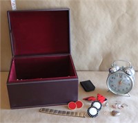 Jewelry Box, Jewelry, & Westclox Alarm Clock