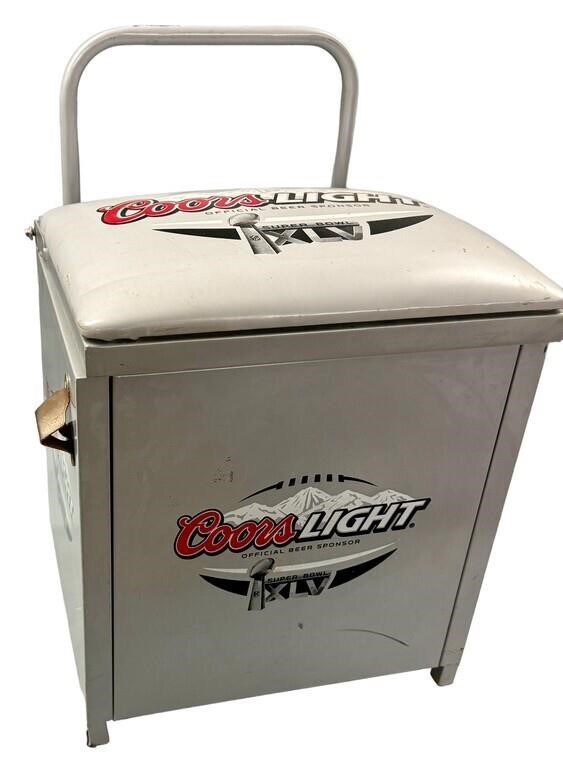 Coors Light rolling cooler with adjustable handle,