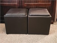 Pair of chocolate colored ottomans