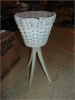 Antique Wicker & Rush Plant stand