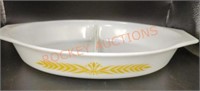 Vintage Pyrex golden wheat divided dish