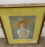 Framed art print by Mary cassette (child in straw