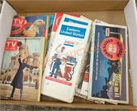 Vintage TV guides and travel map lot
