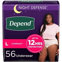 $60  Depend Night Defense, Women, L, Blush, 56Ct