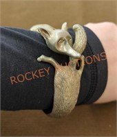 Unique vintage costume jewelry fox cuff bracelet