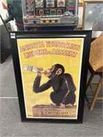 Framed monkey liquor poster