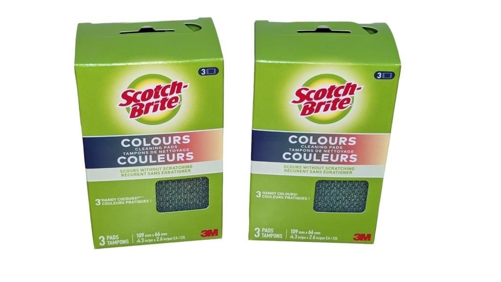 2 New 3 Pack Scotch Brite Colours Cleaning Pads