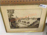 Vintage Pencil signed etching 1946