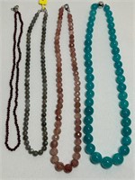 4 New Bead Necklaces Rhodolite Garnet 18” +