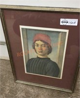 Framed print portrait of a youth by Filipino Lippi