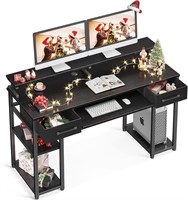 ODK 48' Desk with Keyboard Tray, Drawers, Blac