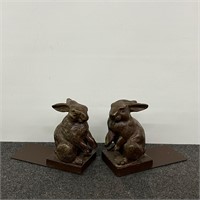 Pair of MCM Cast Resin Rabbit Bookends!