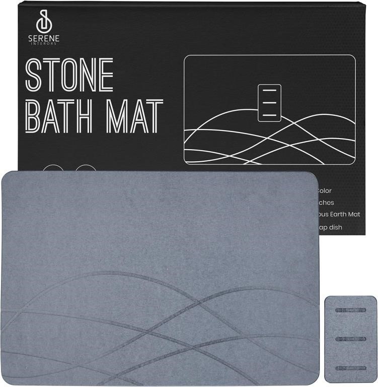 $50  Case of 5-Stone Bath Mat 23.5x15.5, Dark Grey