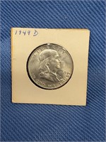 1949 D Franklin Silver Half Dollar